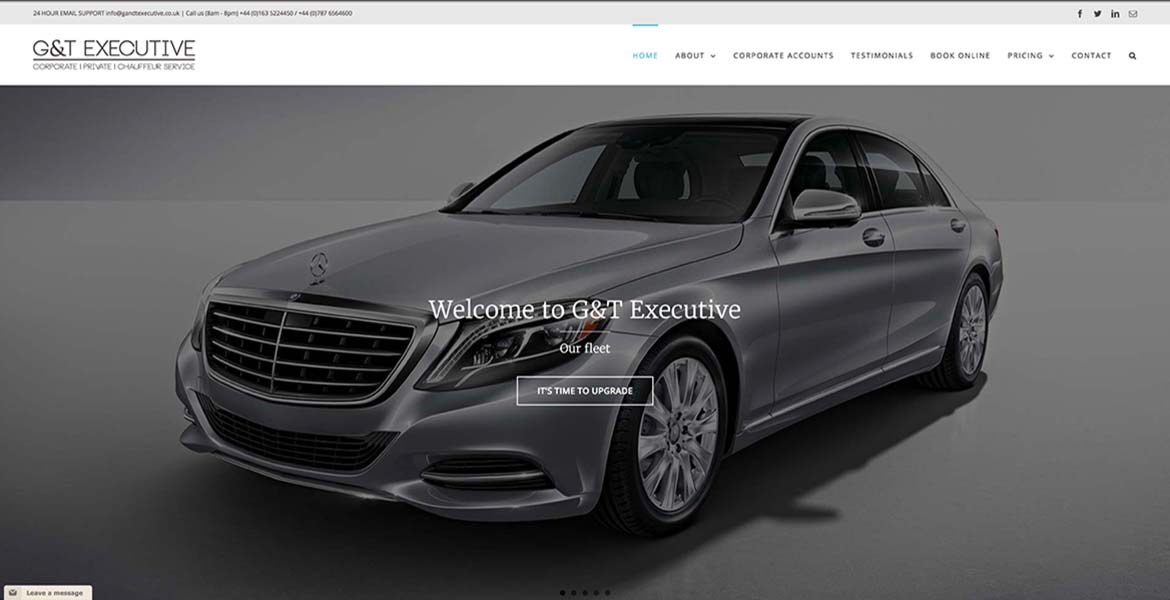 An image of the new website of GandT Executive, including out new blog and news page.